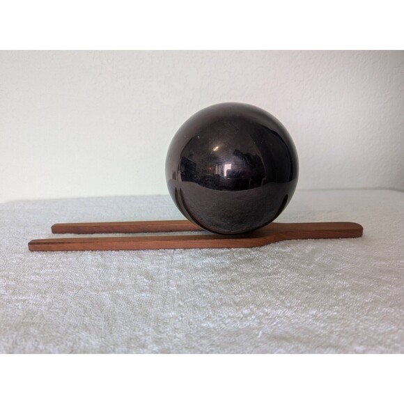Vtg Hand Held Rolling Speed Control Game 15"x2.5" Wooden Fork & 5.5" Metal Ball - Picture 2 of 5